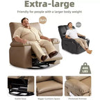 Fauteuil inclinable surdimensionné pour adultes - Fauteuil inclinable et pivotant à 360° en cuir PU, mécanisme d'inclinaison manuel, pour salon/salle de cinéma à domicile