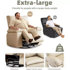 Fauteuil inclinable surdimensionné pour adultes - Fauteuil inclinable et pivotant à 360° en cuir PU, mécanisme d'inclinaison manuel, pour salon/salle de cinéma à domicile