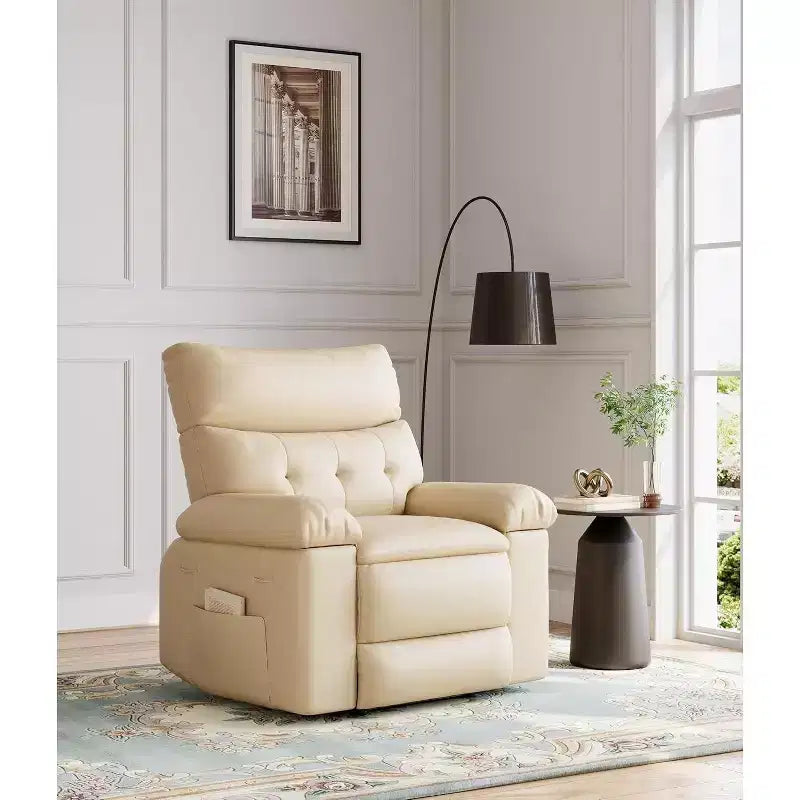 Fauteuil inclinable surdimensionné pour adultes - Fauteuil inclinable et pivotant à 360° en cuir PU, mécanisme d'inclinaison manuel, pour salon/salle de cinéma à domicile