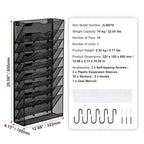 Organisateur mural porte-documents 10 compartiments en maille, métal, à fixer au mur, capacité 10 kg, 32,2 x 65 cm