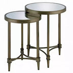Acme Furniture Aditya 18 Wide Brass and Mirrored Nesting End Tables Set of 2