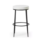 Tabouret de bar en métal sans dossier de 79 cm avec siège en tissu rembourré épais, structure finition main