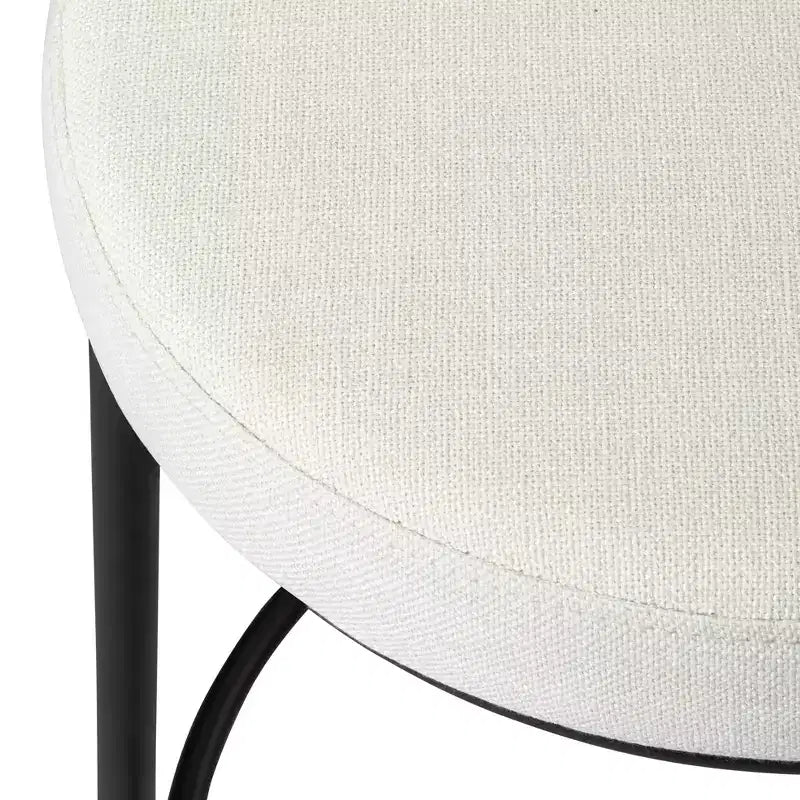 Tabouret de bar en métal sans dossier de 79 cm avec siège en tissu rembourré épais, structure finition main