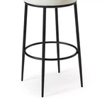 Tabouret de bar en métal sans dossier de 79 cm avec siège en tissu rembourré épais, structure finition main