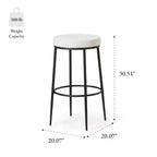 Tabouret de bar en métal sans dossier de 79 cm avec siège en tissu rembourré épais, structure finition main