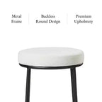 Tabouret de bar en métal sans dossier de 79 cm avec siège en tissu rembourré épais, structure finition main