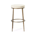 Tabouret de bar en métal sans dossier de 79 cm avec siège en tissu rembourré épais, structure finition main