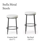 Tabouret de bar en métal sans dossier de 79 cm avec siège en tissu rembourré épais, structure finition main