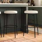 Tabouret de bar en métal sans dossier de 79 cm avec siège en tissu rembourré épais, structure finition main