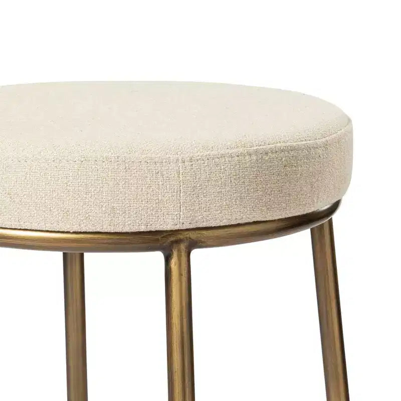 Tabouret de bar en métal sans dossier de 79 cm avec siège en tissu rembourré épais, structure finition main