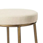 Tabouret de bar en métal sans dossier de 79 cm avec siège en tissu rembourré épais, structure finition main