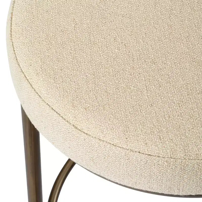 Tabouret de bar en métal sans dossier de 79 cm avec siège en tissu rembourré épais, structure finition main