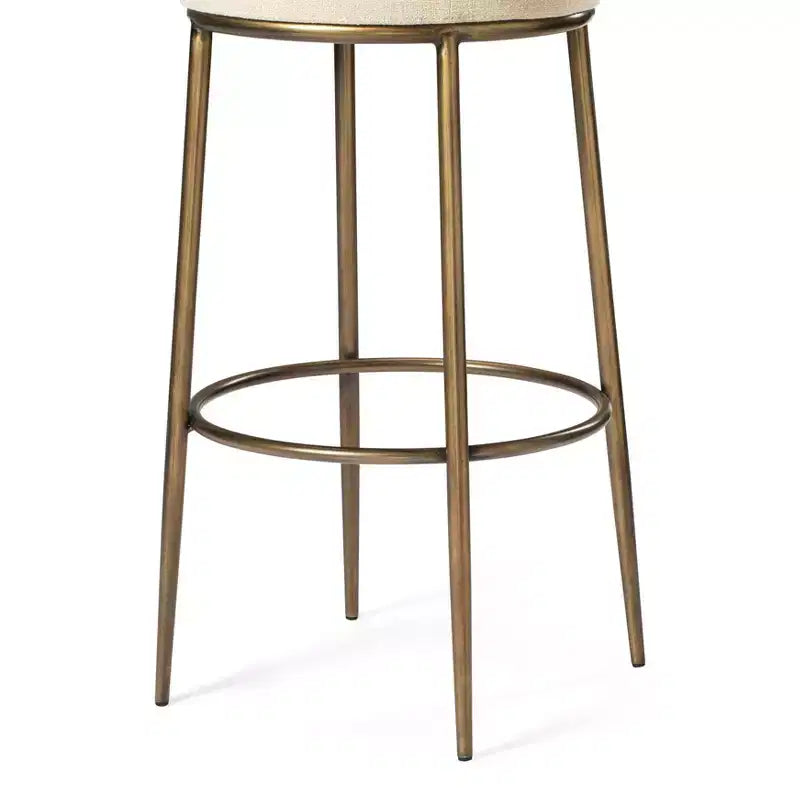 Tabouret de bar en métal sans dossier de 79 cm avec siège en tissu rembourré épais, structure finition main