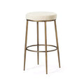 Tabouret de bar en métal sans dossier de 79 cm avec siège en tissu rembourré épais, structure finition main