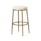 Tabouret de bar en métal sans dossier de 79 cm avec siège en tissu rembourré épais, structure finition main