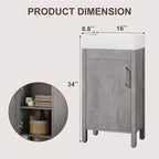 Meuble-lavabo 16 po avec lavabo et porte à fermeture amortie – Armoire de rangement compacte pour petite salle de bain ou salle d'eau