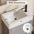 Meuble-lavabo 16 po avec lavabo et porte à fermeture amortie – Armoire de rangement compacte pour petite salle de bain ou salle d'eau