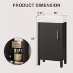 Meuble-lavabo 16 po avec lavabo et porte à fermeture amortie – Armoire de rangement compacte pour petite salle de bain ou salle d'eau