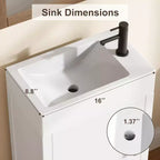 Meuble-lavabo 16 po avec lavabo et porte à fermeture amortie – Armoire de rangement compacte pour petite salle de bain ou salle d'eau