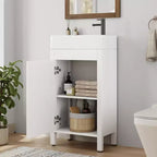 Meuble-lavabo 16 po avec lavabo et porte à fermeture amortie – Armoire de rangement compacte pour petite salle de bain ou salle d'eau