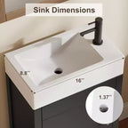 Meuble-lavabo 16 po avec lavabo et porte à fermeture amortie – Armoire de rangement compacte pour petite salle de bain ou salle d'eau