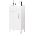 Meuble-lavabo 16 po avec lavabo et porte à fermeture amortie – Armoire de rangement compacte pour petite salle de bain ou salle d'eau