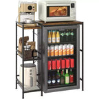 Meuble de support pour mini-réfrigérateur peu encombrant avec étagère réglable, chariot de rangement pour micro-ondes/bar à café, parfait pour les petits appartements et les dortoirs.