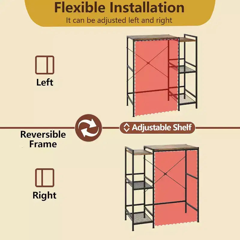 Meuble de support pour mini-réfrigérateur peu encombrant avec étagère réglable, chariot de rangement pour micro-ondes/bar à café, parfait pour les petits appartements et les dortoirs.
