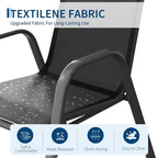 Lot de 4 chaises de salle à manger empilables d'extérieur, chaises de patio à dossier haut avec tissu Textilène, cadre en métal toutes saisons pour terrasse, pelouse, jardin, gris