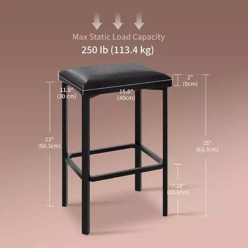 24 Tabourets de bar hauteur comptoir, lot de 2 ou 4, tabourets de bar en similicuir avec 2 rembourrages épais, base en métal robuste et moderne