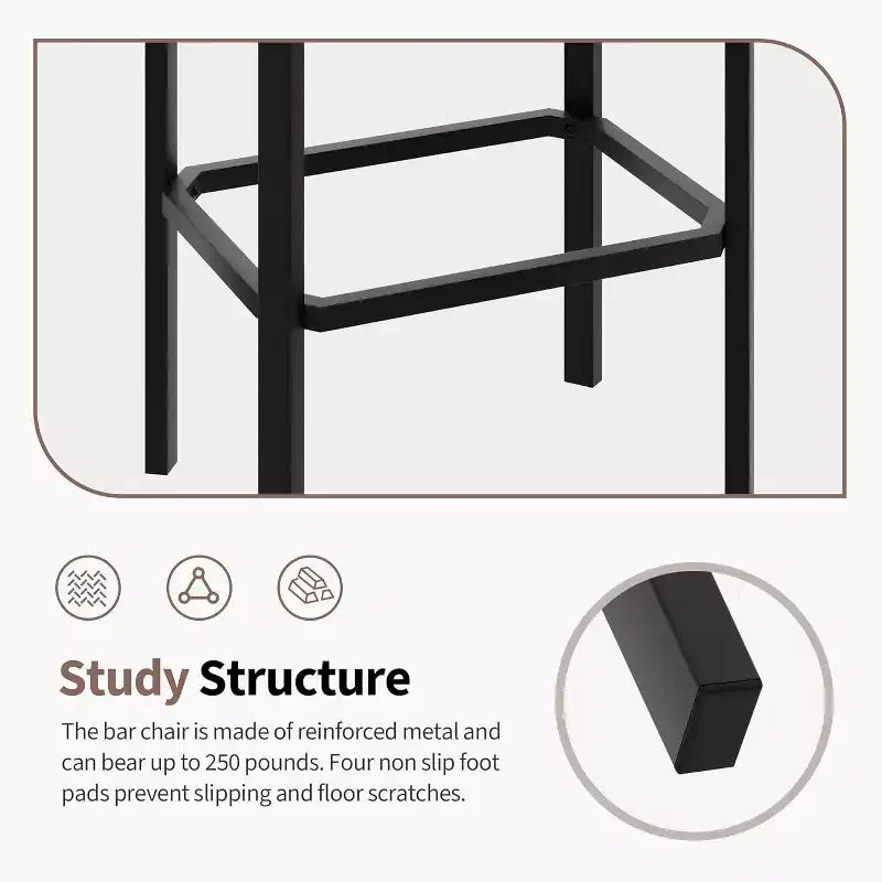 24 Tabourets de bar hauteur comptoir, lot de 2 ou 4, tabourets de bar en similicuir avec 2 rembourrages épais, base en métal robuste et moderne