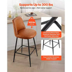Lot de 2 tabourets de bar, tabourets pivotants hauteur comptoir 68,5 cm, tabourets de bar en cuir PU avec dossier et pieds en métal, marron