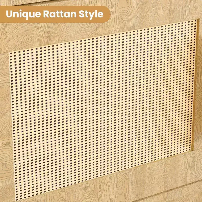 Étagère en rotin à 5 niveaux avec armoire de rangement et porte, bibliothèque industrielle haute avec rangement, bibliothèque à 5 étagères pour salon, chambre à coucher