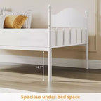Lit de repos double, lit de repos en métal avec tête de lit élégante, espace de rangement sous le lit, plateforme à lattes en acier robuste pour salon, chambre à coucher et chambre d'amis