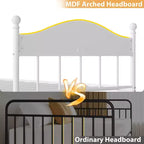 Lit de repos double, lit de repos en métal avec tête de lit élégante, espace de rangement sous le lit, plateforme à lattes en acier robuste pour salon, chambre à coucher et chambre d'amis