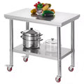 24 x 35 Stainless Steel Prep Table with Wheels and Adjustable Undershelf for Kitchen