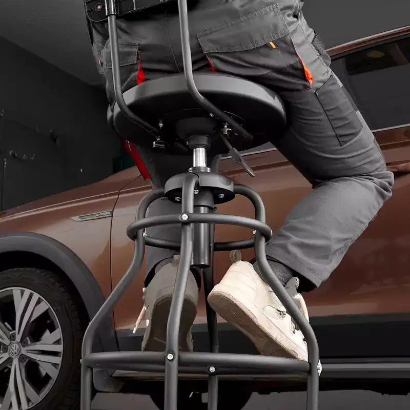 Tabouret d'atelier réglable avec dossier Siège de travail de garage à hauteur pneumatique Capacité de 136 kg