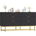 6 Drawer Dresser with Wide Storage, Wood Dresser Chest Organizer with Metal Legs, Dressers & Chests of Drawers for Bedroom, Living Room, Hallway