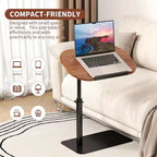 Table d'appoint en C, hauteur réglable 40-80 cm, plateau rotatif, fer et MDF