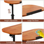 Table d'appoint en C, hauteur réglable 40-80 cm, plateau rotatif, fer et MDF