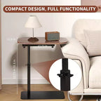 Table d'appoint en C, hauteur réglable 40-80 cm, plateau rotatif, fer et MDF