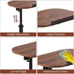 Table d'appoint en C, hauteur réglable 40-80 cm, plateau rotatif, fer et MDF