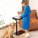 Table d'appoint en C, hauteur réglable 40-80 cm, plateau rotatif, fer et MDF