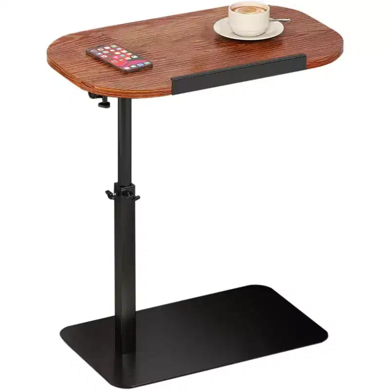 Table d'appoint en C, hauteur réglable 40-80 cm, plateau rotatif, fer et MDF