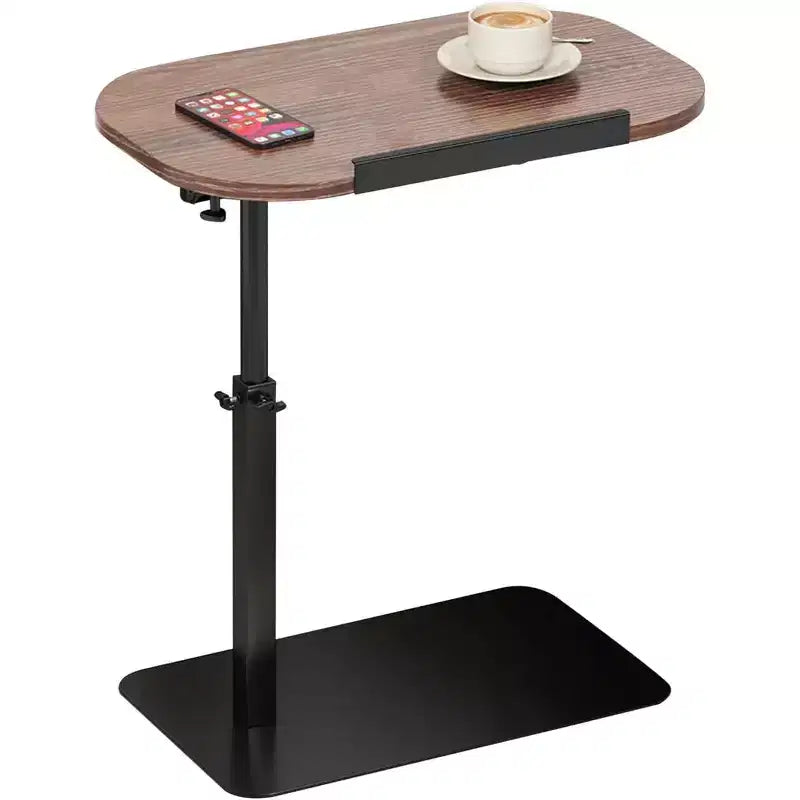 Table d'appoint en C, hauteur réglable 40-80 cm, plateau rotatif, fer et MDF