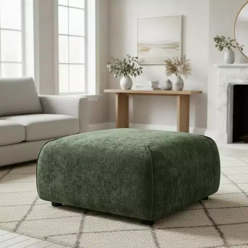 Pouf carré moderne rembourré, polyester et mousse, cadre en bois massif, 29,75"x29,75"x16"