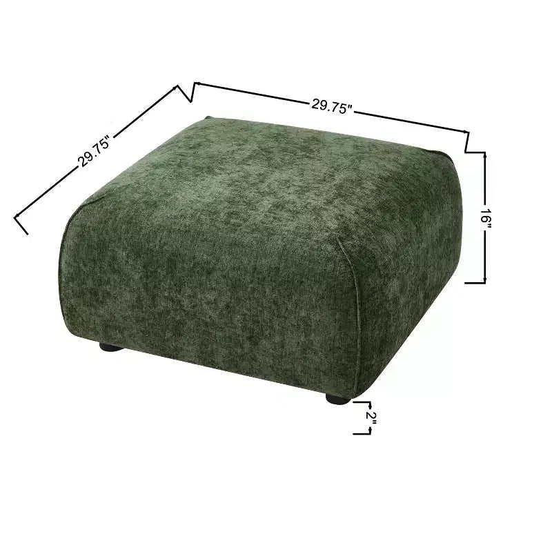 Pouf carré moderne rembourré, polyester et mousse, cadre en bois massif, 29,75"x29,75"x16"