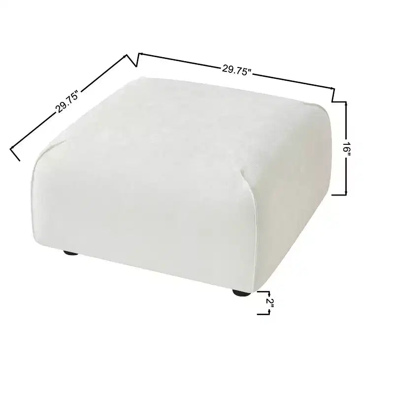 Pouf carré moderne rembourré, polyester et mousse, cadre en bois massif, 29,75"x29,75"x16"