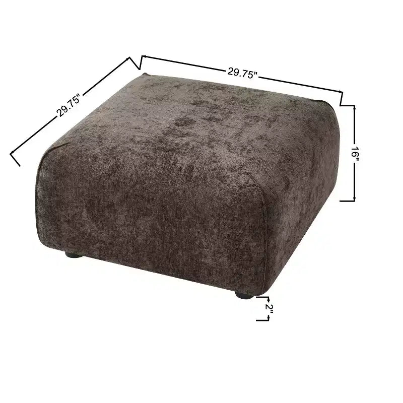 Pouf carré moderne rembourré, polyester et mousse, cadre en bois massif, 29,75"x29,75"x16"