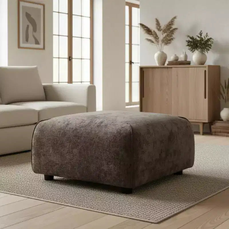 Pouf carré moderne rembourré, polyester et mousse, cadre en bois massif, 29,75"x29,75"x16"